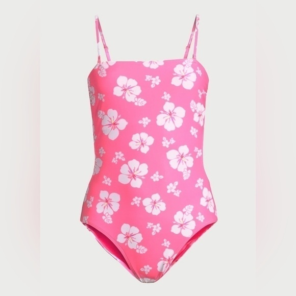 No Boundaries Junior’s Pink & White Full Body Swimsuit - Picture 1 of 3